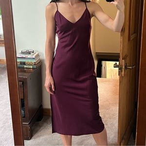 Wine Colored Midi Slip Dress
